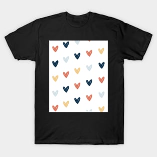 Neutral Pastel Colors Cute Love Hearts With White Background T-Shirt